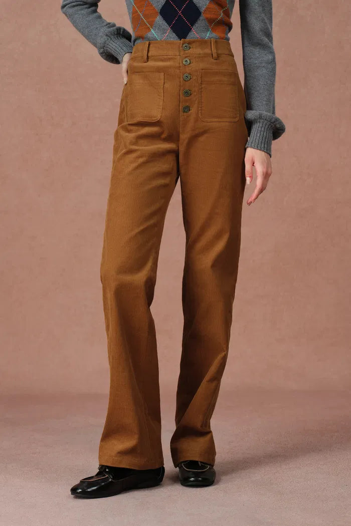 Emily French Corduroy Flared Trousers in Cotton Corduroy
