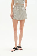 Lona Striped Casual Shorts in Cotton Poplin