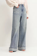 Emerie Straight Wide Leg Jeans in Cotton Denim