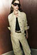 Elowen Cropped Argyle Jacquard Jacket in Cotton Denim