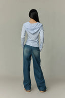 Felpa Basic con Cappuccio e Vestibilità Slim in Misto Tencel e Lana