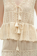 Grazia Sleeveless Ruffled Hem Top and Skirt Set in Linen Blend Knit