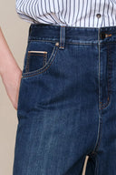 Brenda Folded Hem Wide Leg Jeans in Selvedge Denim