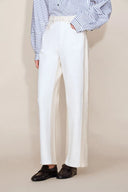 Ginevra White Colorblock Jeans in Cotton Denim