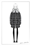 Aeliana Plaid Hooded Midi Coat in Red Brown Wool Blend