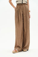 Louise Textured Loose Boho Pants in Wrinkled Satin