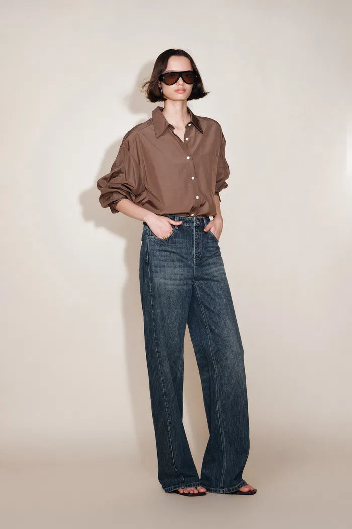 Jennifer Forward Seams Barrel Leg Jeans in Cotton Denim