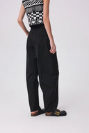 Pantalon Bay Imprimé Jambe Tonneau en Mélange Coton