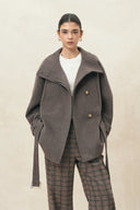 Dublin taillierter Cropped-Mantel mit niedriger Taille und Wollmischung