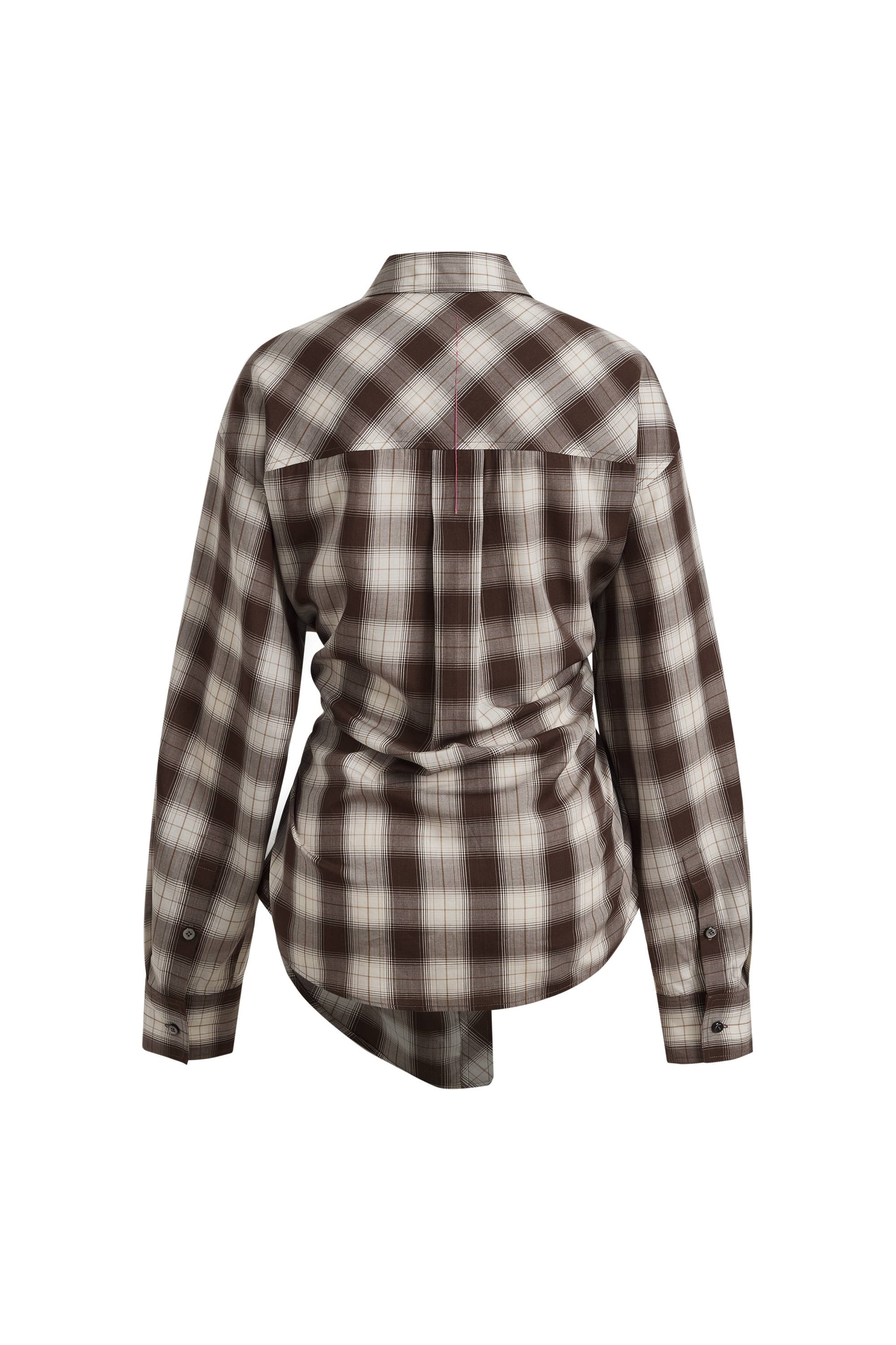 トップス SUBCULTURE WOOL CHECK SHIRT BROWN 2 Nicole's Two Way Plaid Shirt in Lyocell Merino Wool Blend – fbrq.com