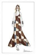 Janise Riad Print Halter Dress in Light Crinkle Gauze