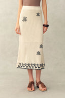 Rania Hand Crochet Embroidery Sleeveless Top and Skirt Set in Cotton Yarn