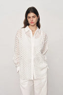 Eliana Cutwork Embroidery Point Collar Shirt and Pants Set in Cotton