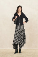 Gracie Ruched Asymmetric Plaid Skirt