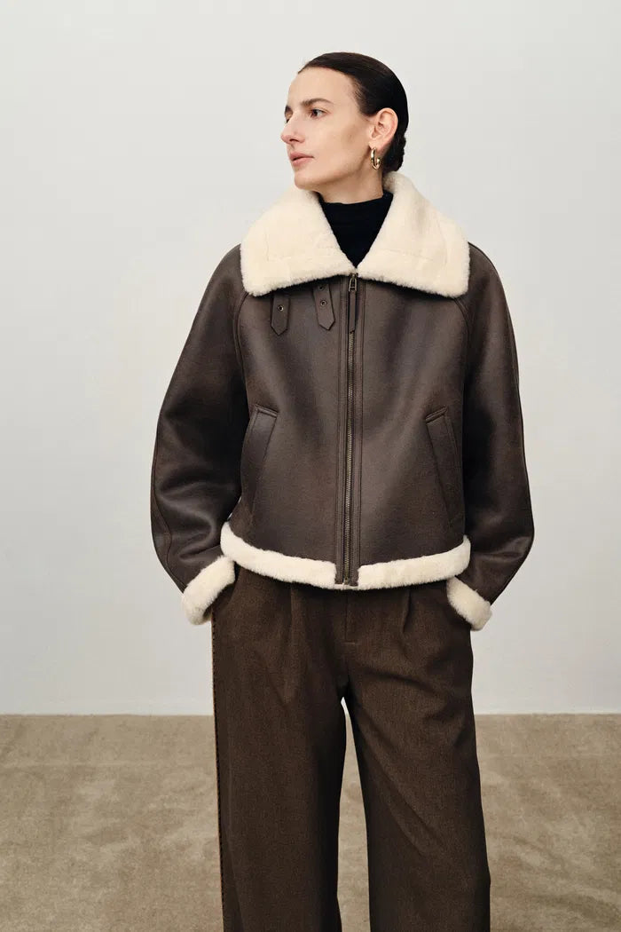 Quinn Short Jacket in Faux Shearling