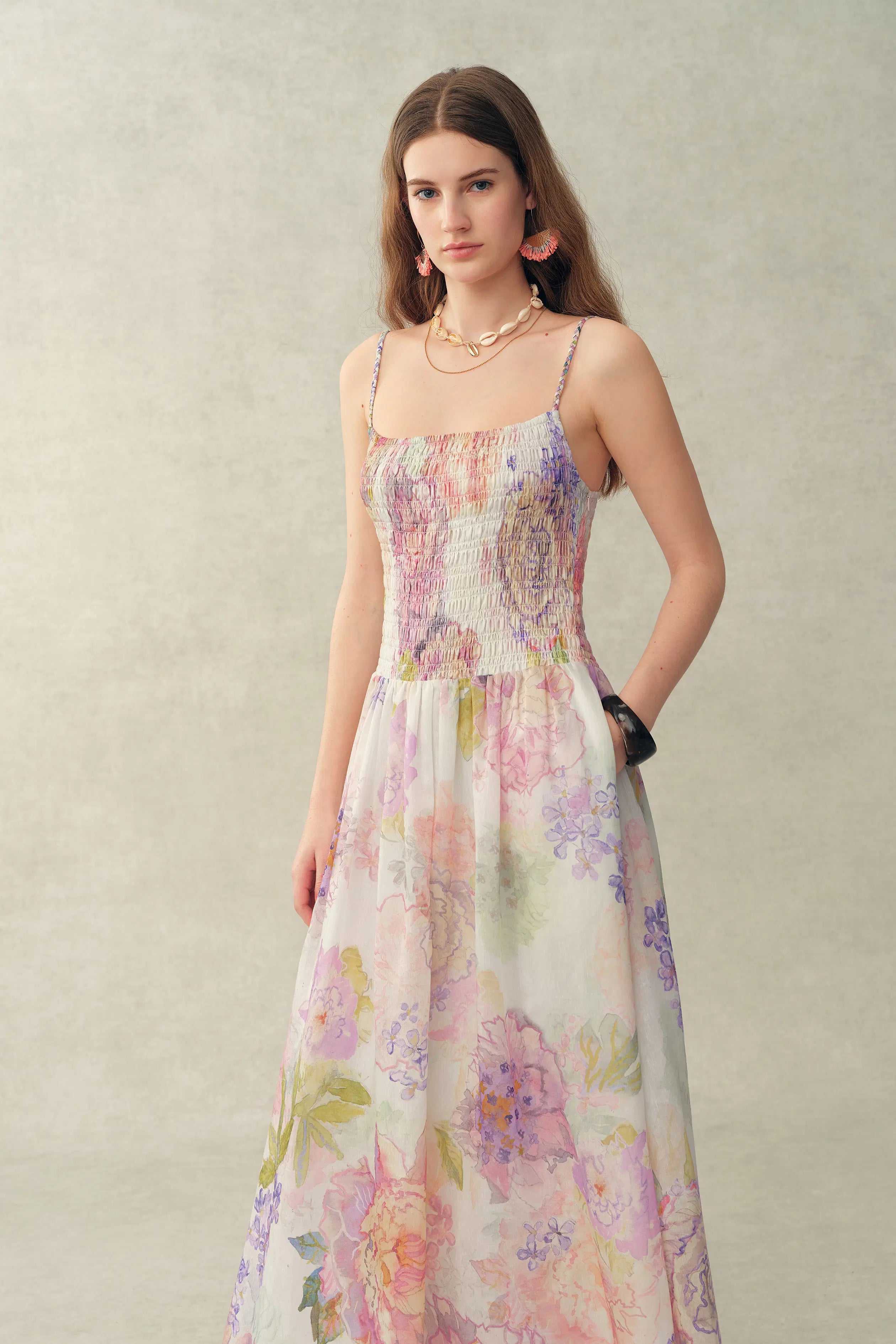 silk flower print dress Nadia Satin Floral Print Dress
