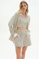 Camisa casual a rayas Nao en popelina de algodón