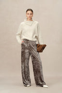 Shining Velvet Straight Leg Trousers in Ice Velvet