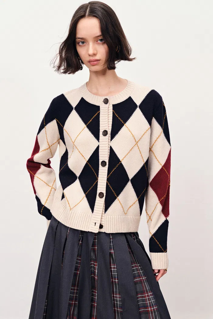 Hart Argyle Cardigan in Merino Wool Knit