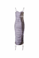 Vestido Cali con Tirantes Drapados en Mezcla de Algodón y Modal