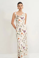 Vestido Flora drapeado asimétrico Alice en crepé de seda mate