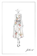Vestido con Tirantes y Bordado Xena Watercolor Flora en Seda-Lino