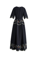 Ivy Eyelet Embroidery Dress in Tencel-Linen Blend