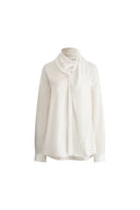 Charlotte Flowing Scarf Style Tie Blouse in Silk Satin