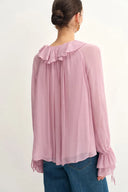 Olivia Ruffle Blouse in Silk Crepe