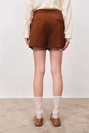 Marian Color Block Trim Shorts in Faux Suede