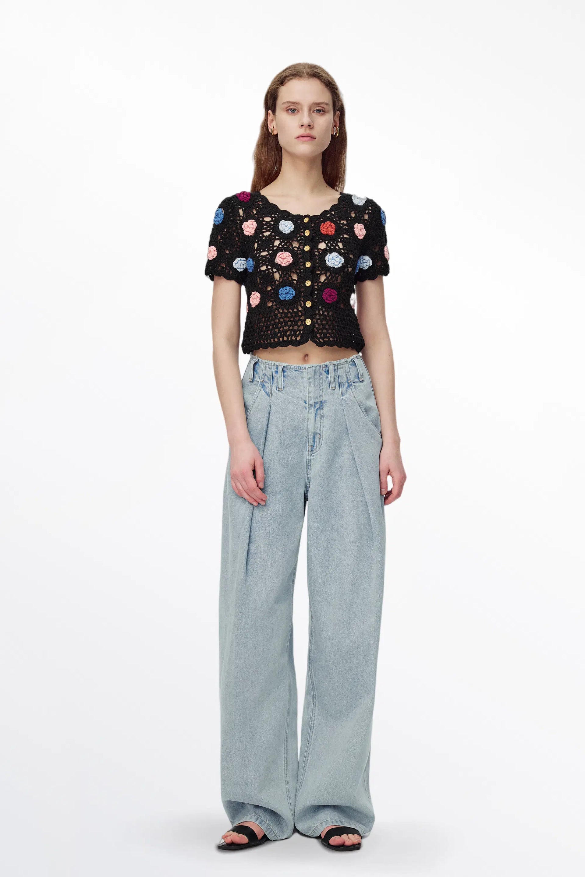 Alice Handcrafted Flora Crochet Top Cotton Knit