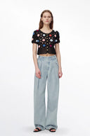 Alice handgefertigtes Flora-Häkel-Top aus Baumwollstrick