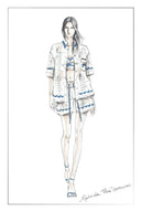 Conjunto de cárdigan con botones y shorts Oriel Palm con bordado artesanal en mezcla de lino tejido