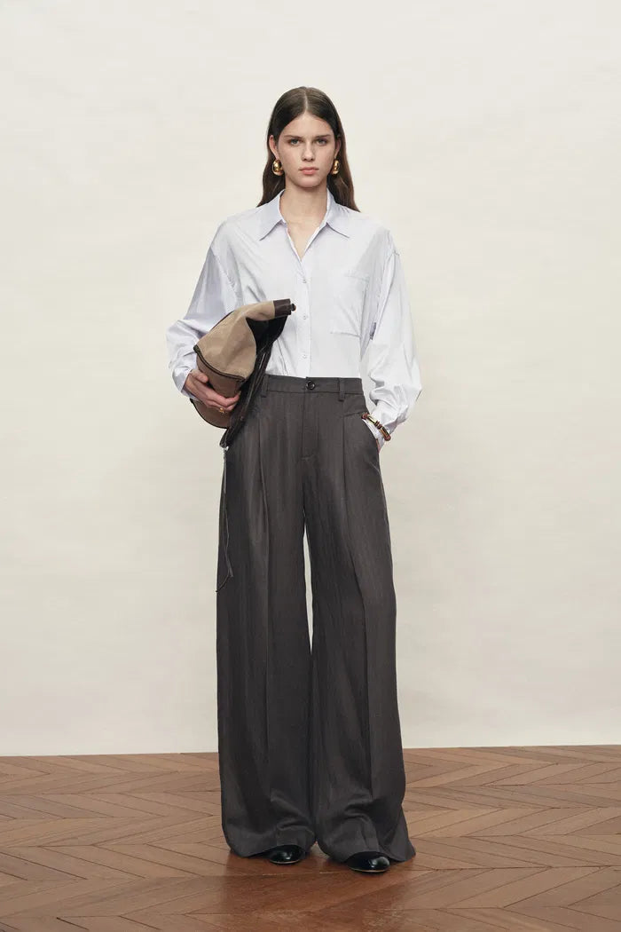 Alice Wide Waistband Casual Pants in Tencel Linen Blend