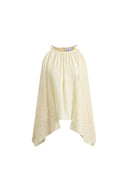 Hazel Lace Panel Halterneck Sleeveless Top in Silk Cotton Blend