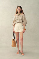 Camicia Alano regolabile con scollo a barca in misto lino