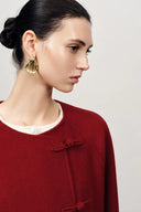 Abrigo corto nuevo estilo mandarín Peony con botones en lana merino