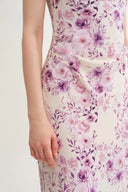 Vestido Flora con cuello drapeado asimétrico Alice en crepé de seda de morera