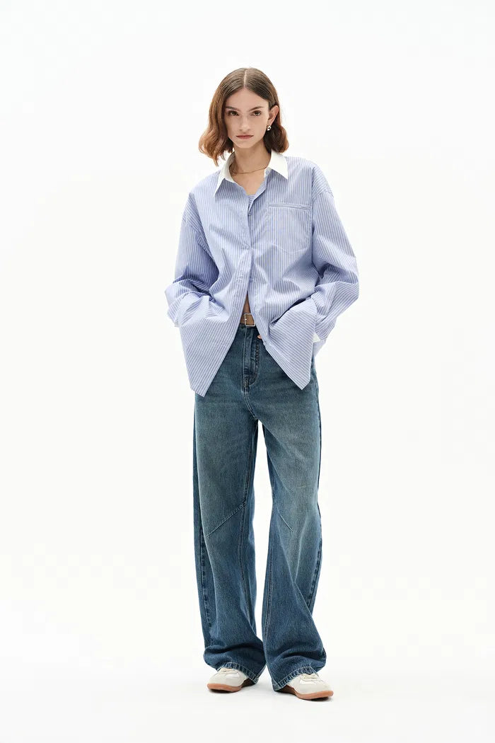 Nao Striped Shirt in Cotton Poplin