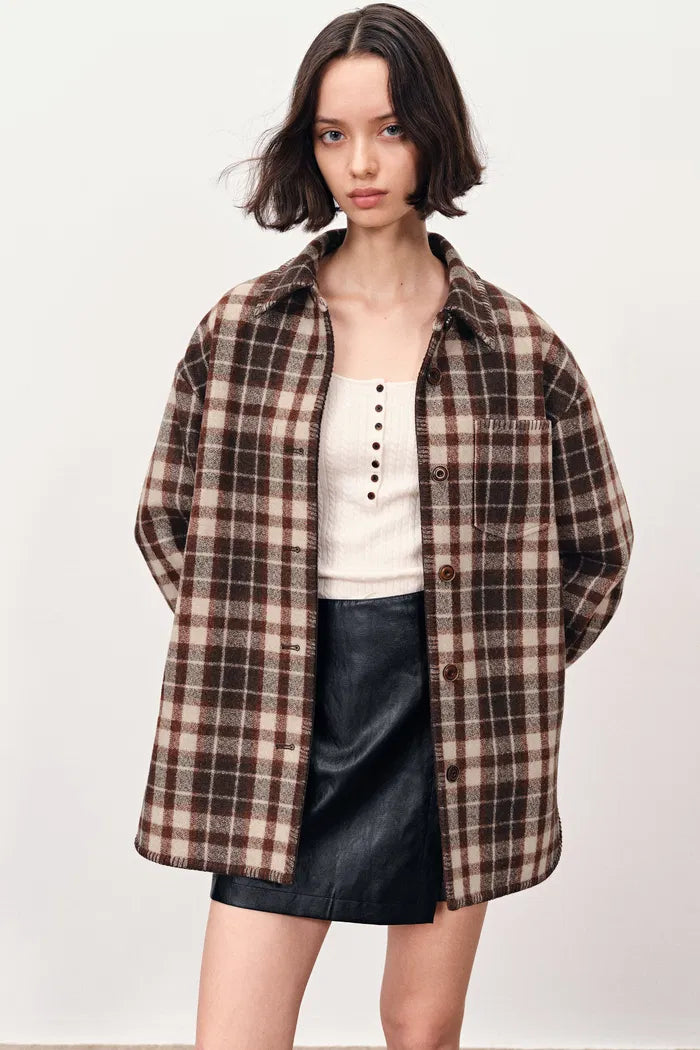 Arlene Oversized Checkered Jacket in Merino Wool