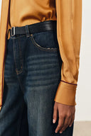 Iris Tie Neck French Blouse in Silk Satin