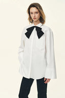 Aleksandra White Shirt with Detachable Tie in Cotton