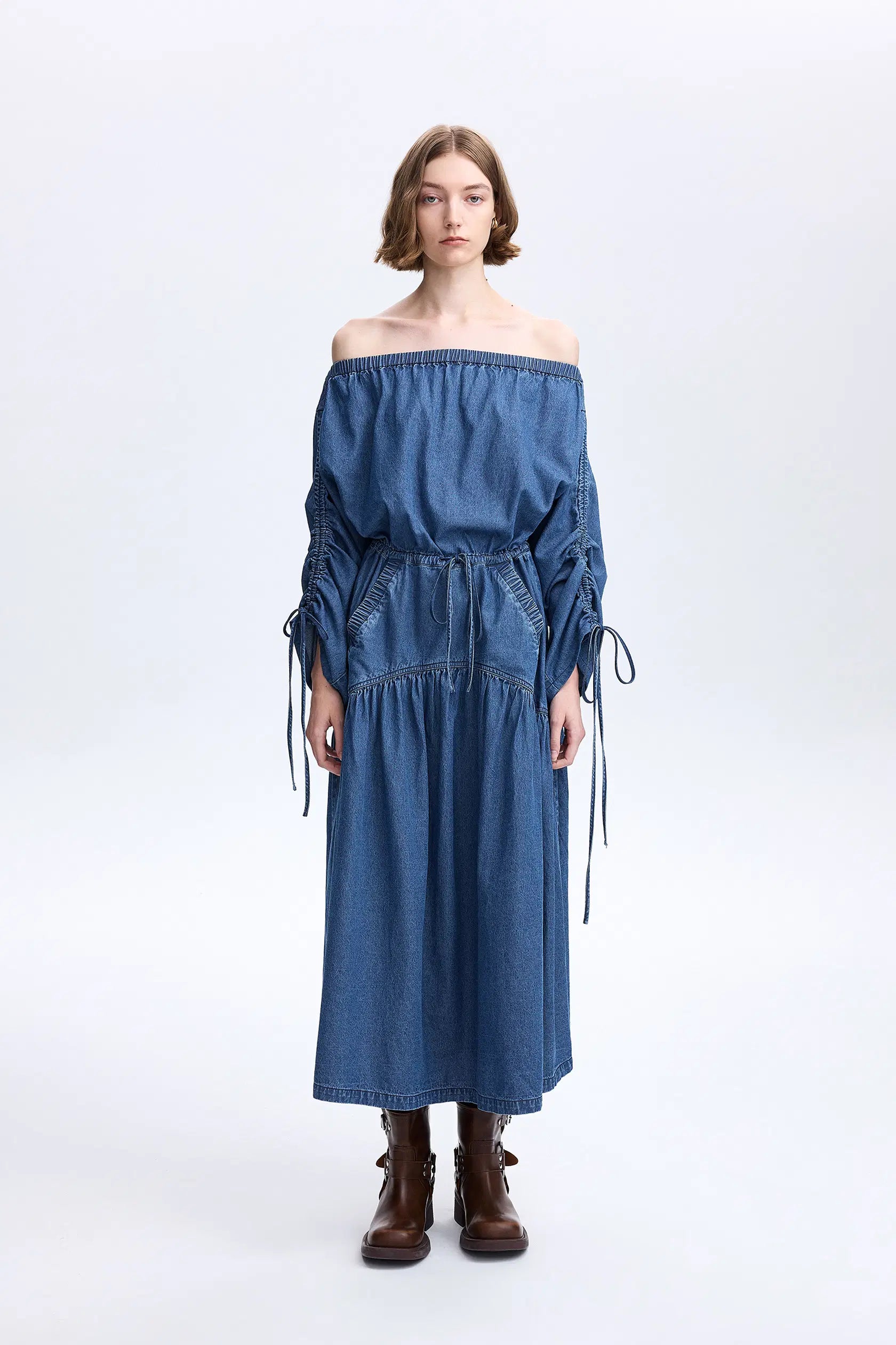 Diane Drawstring Dress Tencel Denim