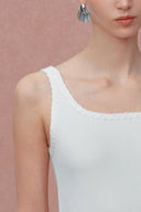 Dries Braided White Tank Top in Tencel-Silk Knit