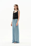 Seren Elastic Waist Wide-Leg Jeans in Lyocell Denim