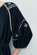 Antonia Embroidered Robe Dress in Linen Blend