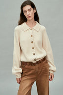 Cardigan Demi con Colletto in Lana Merino e Cashmere