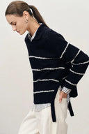 Darcy Bouclé Striped Sweater in Merino Wool Knit