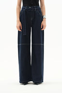 Cassia Raw Denim Wide Leg Jeans in Raw Denim