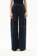 Cassia Raw Denim Wide Leg Jeans in Raw Denim